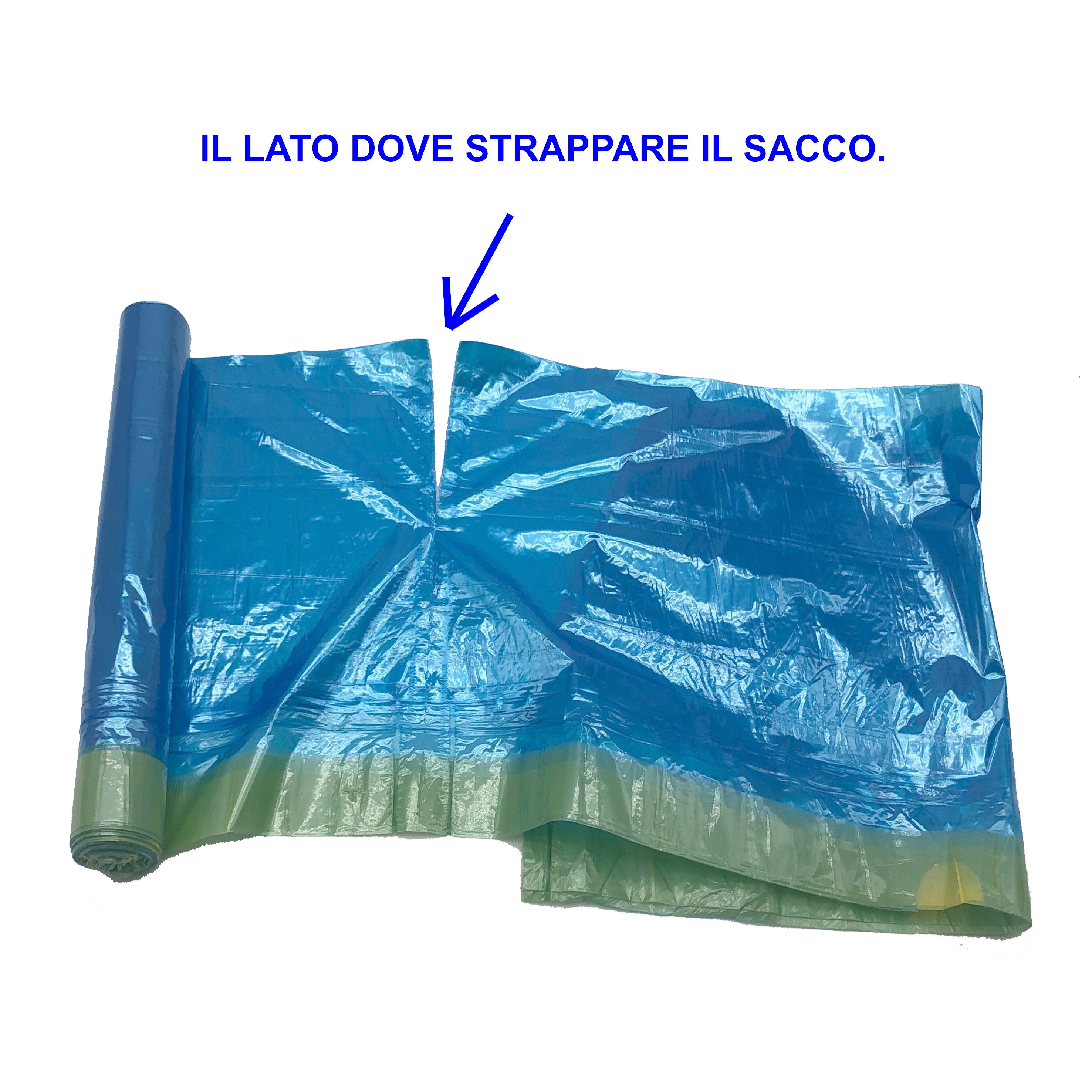 Sacchi spazzatura azzurri con lacci 55x65 cm